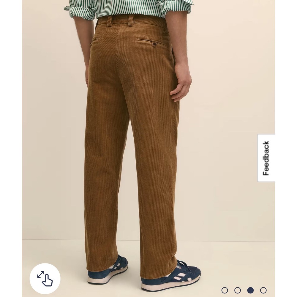 Brooks Brothers Elliot Corduroy Pants Mens 36x32 Blue Brown Pleated Cuffed 2prs - Picture 16 of 16